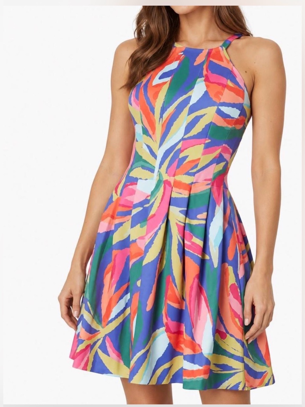VINCE CAMUTO Fit and Flare Halter Scuba sleeveless Dress Size 14